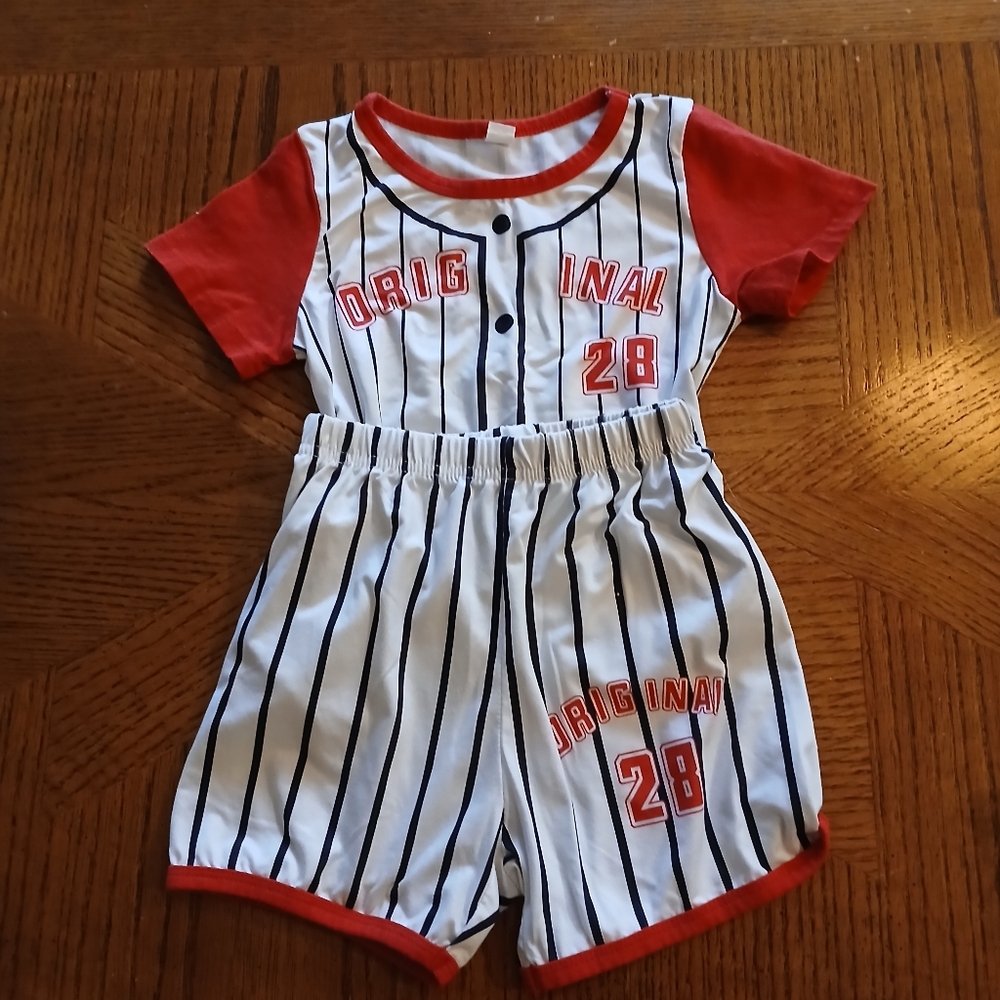 Kids Red and White Striped Shirt & Shorts Set